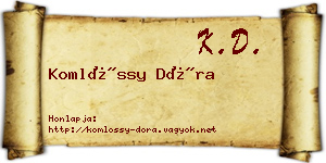 Komlóssy Dóra névjegykártya